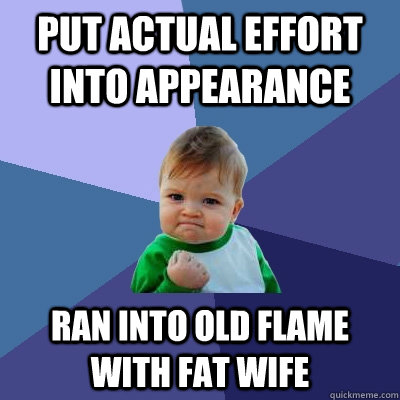 put actual effort into appearance ran into old flame with fat wife - put actual effort into appearance ran into old flame with fat wife  Success Kid