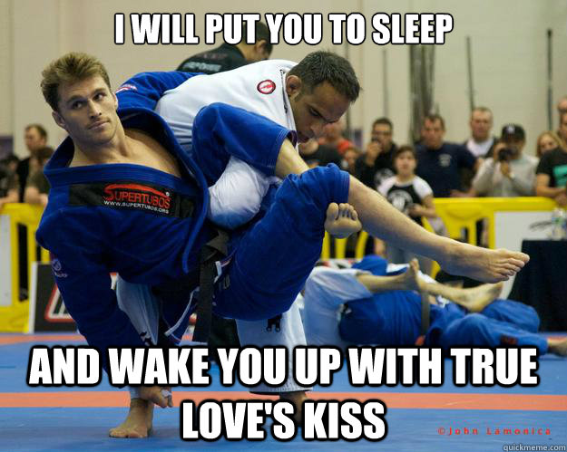 I will put you to sleep And wake you up with true love's kiss  Ridiculously Photogenic Jiu Jitsu Guy