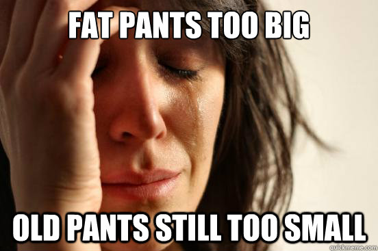 Fat pants too big Old pants still too small  First World Problems