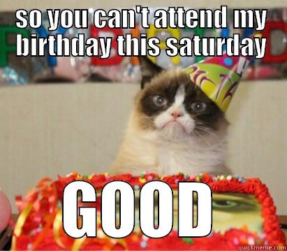 SO YOU CAN'T ATTEND MY BIRTHDAY THIS SATURDAY GOOD Misc