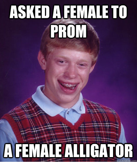 asked a female to prom a female alligator - asked a female to prom a female alligator  Bad Luck Brian