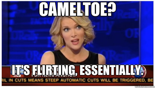 Cameltoe? it's flirting, essentially.  Megyn Kelly