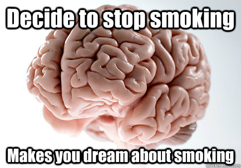 Decide to stop smoking Makes you dream about smoking  Caption 4 goes here  Scumbag Brain