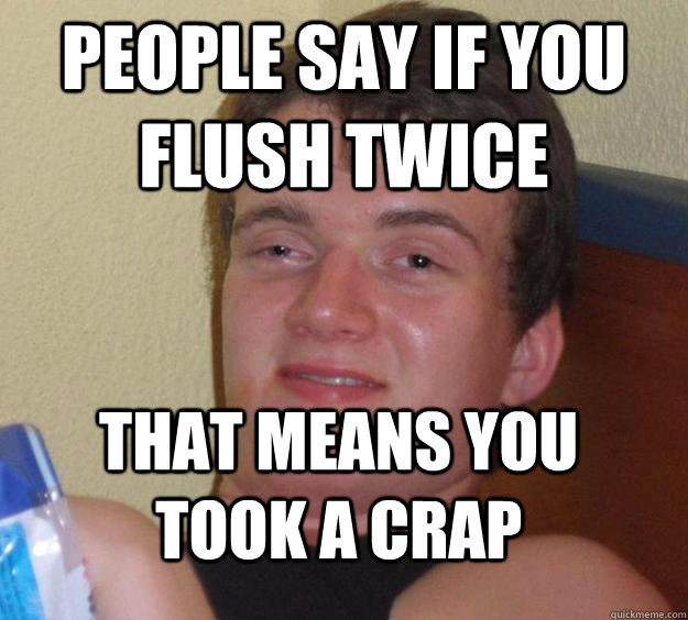 People say if you flush twice that means you took a crap - People say if you flush twice that means you took a crap  10 Guy