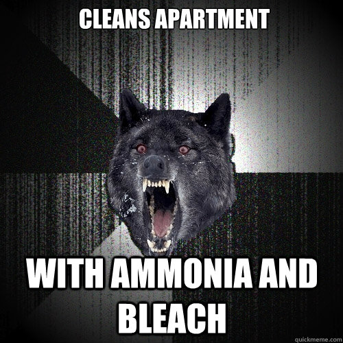 Cleans apartment With ammonia and bleach  Insanity Wolf