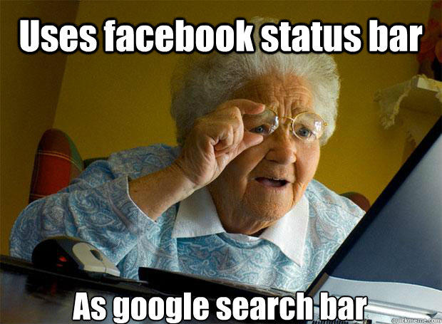 Uses facebook status bar As google search bar  