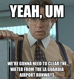 Yeah, um we're gonna need to clear the water from the la guardia airport runways - Yeah, um we're gonna need to clear the water from the la guardia airport runways  Lumberg