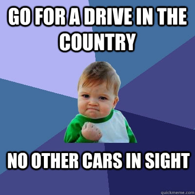 Go for a drive in the country no other cars in sight  Success Kid