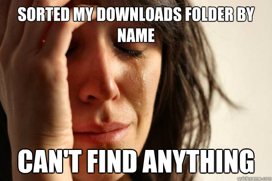 sorted my downloads folder by name can't find anything  First World Problems