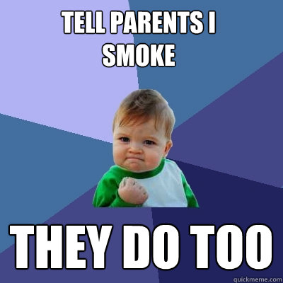 Tell parents I 
smoke They do too  Success Kid