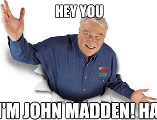 Hey you I'm John Madden! Ha   Obvious John Madden