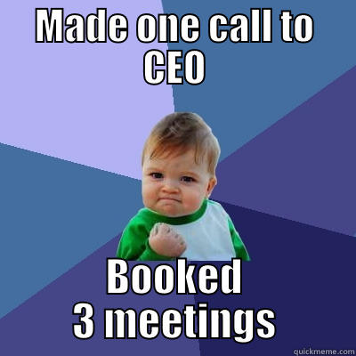 Success kid on meeting booking - MADE ONE CALL TO CEO BOOKED 3 MEETINGS Success Kid