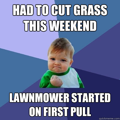 Had to cut grass this weekend lawnmower started on first pull  Success Kid