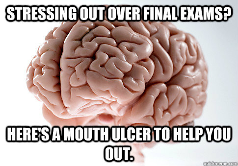 Stressing out over final exams? Here's a mouth ulcer to help you out. - Stressing out over final exams? Here's a mouth ulcer to help you out.  Scumbag Brain