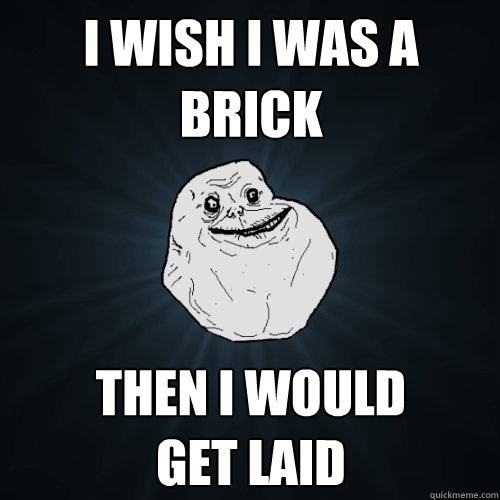 i wish i was a brick then i would
get laid - i wish i was a brick then i would
get laid  Forever Alone