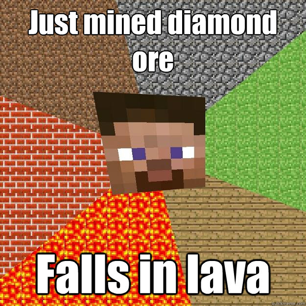 Just mined diamond ore Falls in lava - Just mined diamond ore Falls in lava  Minecraft