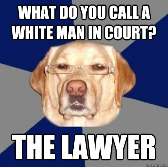 what do you call a white man in court? the lawyer  Racist Dog