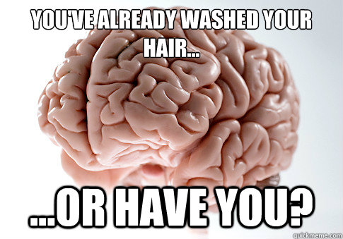 You've already washed your hair... ...or have you?  Scumbag Brain