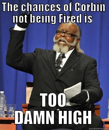 THE CHANCES OF CORBIN NOT BEING FIRED IS  TOO DAMN HIGH The Rent Is Too Damn High