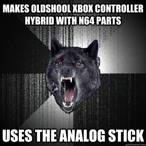 Makes oldshool xbox controller HYBRID with n64 parts USES THE ANALOG STICK  Insanity Wolf