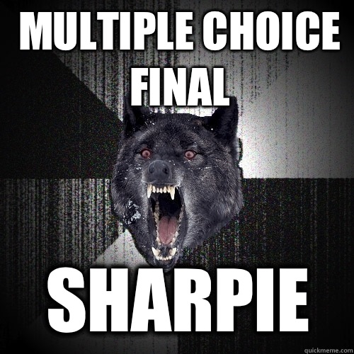 Multiple choice final Sharpie   Insanity Wolf