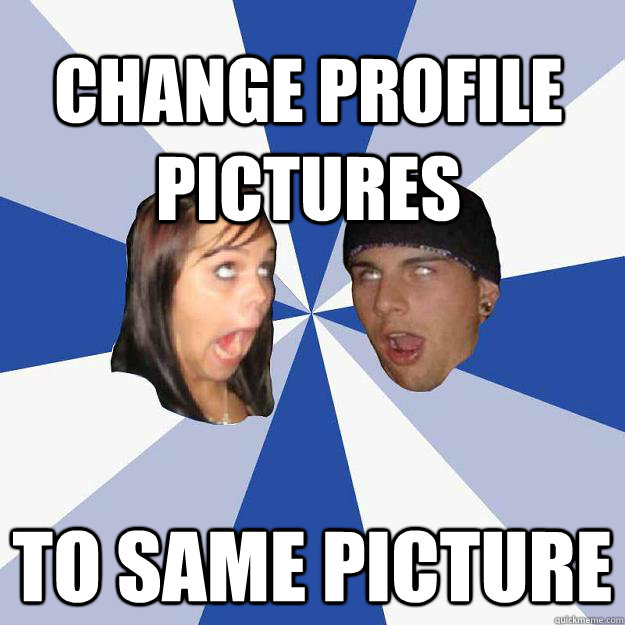 Change profile pictures To Same picture  Annoying Facebook Couple