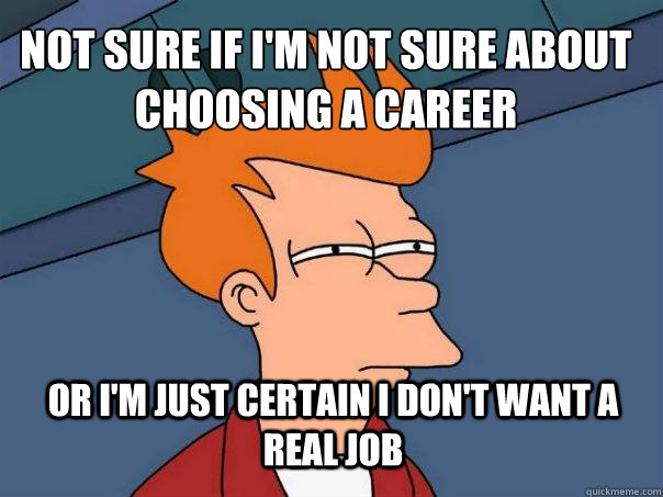 Not sure if I'm not sure about choosing a career or I'm just certain I don't want a real job  Futurama Fry