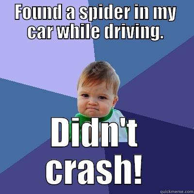 FOUND A SPIDER IN MY CAR WHILE DRIVING. DIDN'T CRASH! Success Kid