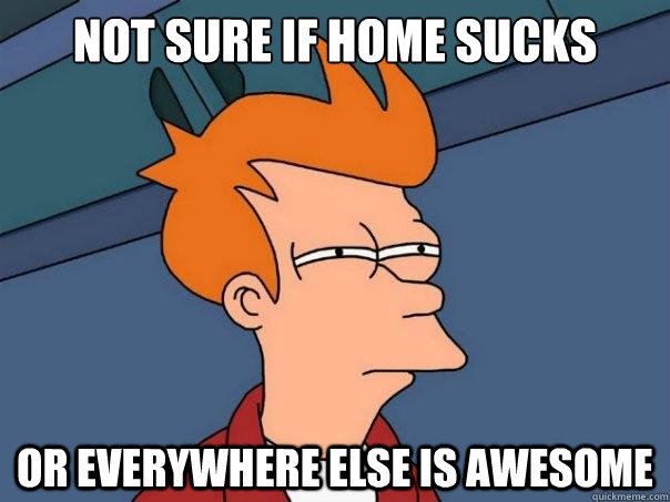 Not sure if home sucks or everywhere else is awesome  Futurama Fry