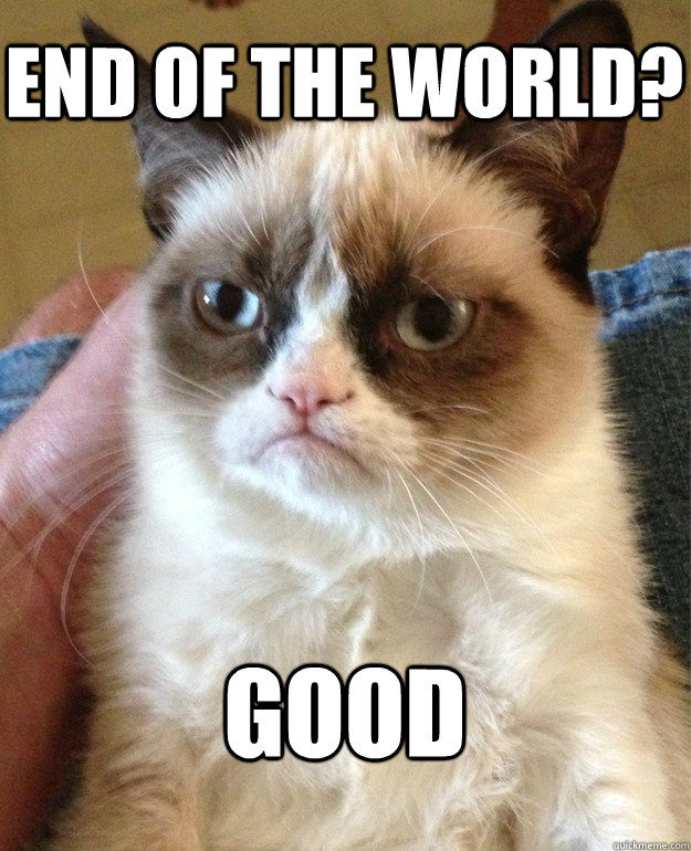 end of the world? good  Grumpy Cat