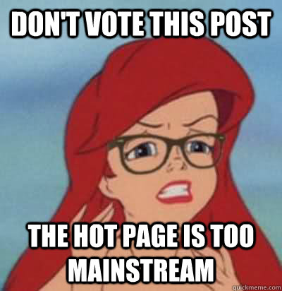 don't vote this post the hot page is too mainstream - don't vote this post the hot page is too mainstream  Hipster Ariel