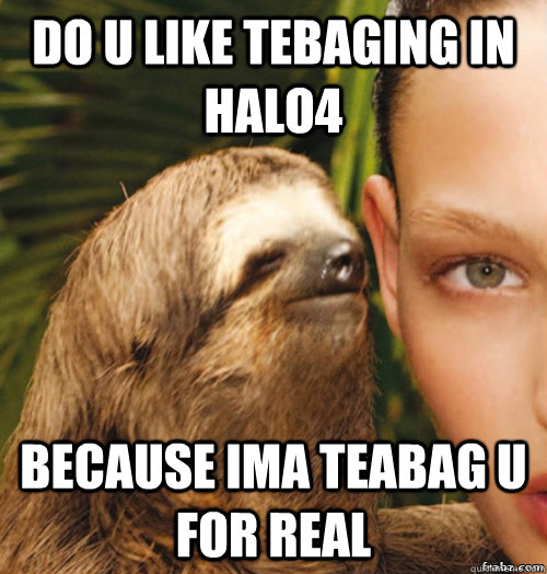 do u like tebaging in halo4  because ima teabag u for real  rape sloth