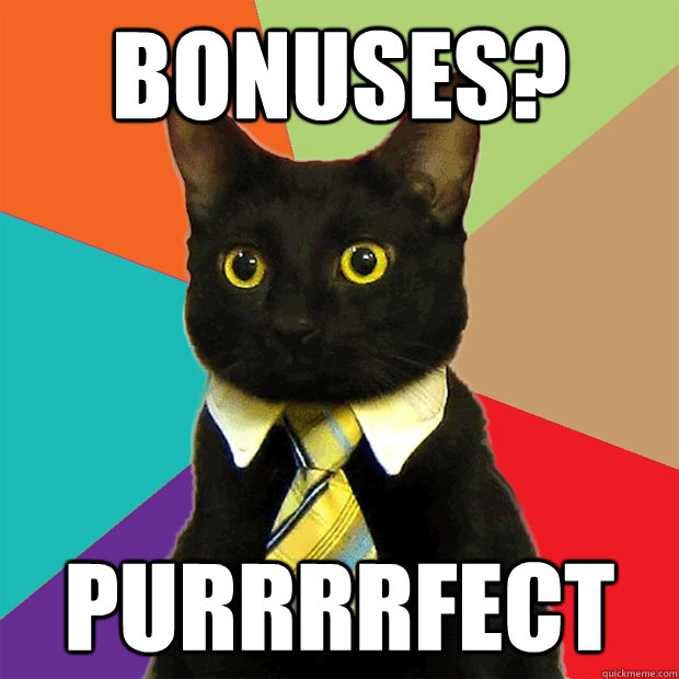 Bonuses? Purrrrfect  Business Cat