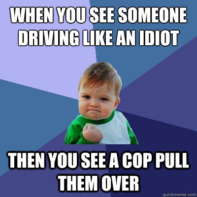 When You see someone driving like an idiot Then you see a cop pull them over - When You see someone driving like an idiot Then you see a cop pull them over  Success Kid