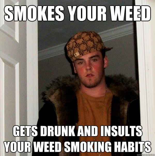 smokes your weed gets drunk and insults your weed smoking habits - smokes your weed gets drunk and insults your weed smoking habits  Scumbag Steve