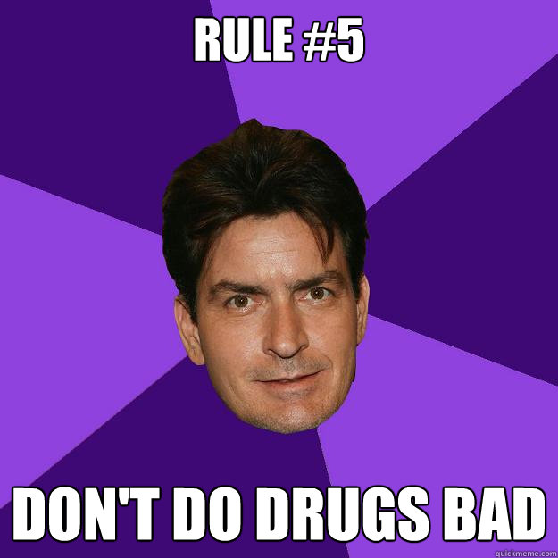 Rule #5 Don't do drugs bad  Clean Sheen