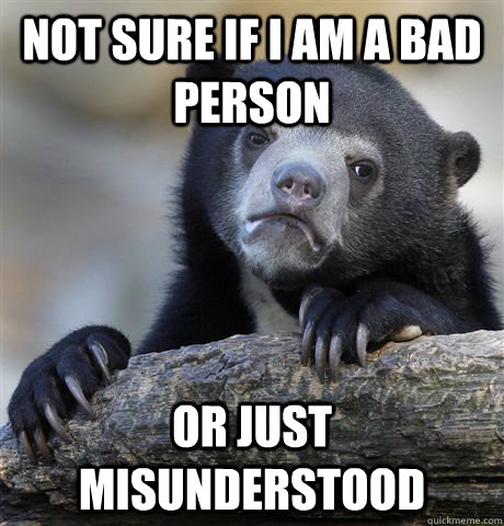 Not sure if i am a bad person or just misunderstood  Confession Bear