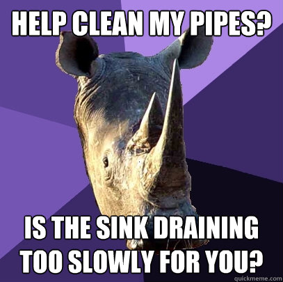 help clean my pipes? is the sink draining too slowly for you?  Sexually Oblivious Rhino