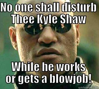 NO ONE SHALL DISTURB THEE KYLE SHAW WHILE HE WORKS OR GETS A BLOWJOB! Matrix Morpheus