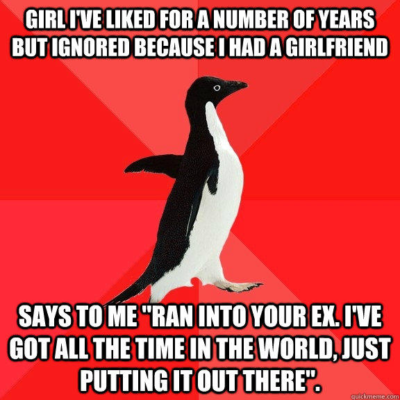 Girl I've liked for a number of years but ignored because I had a girlfriend says to me 