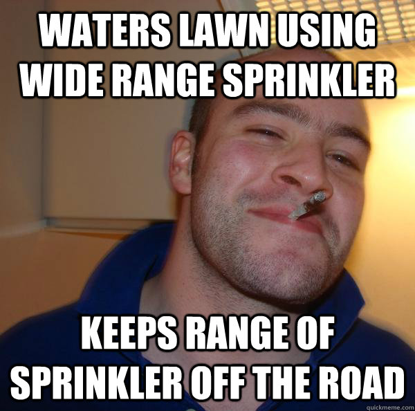 Waters lawn using wide range sprinkler keeps range of sprinkler off the road - Waters lawn using wide range sprinkler keeps range of sprinkler off the road  Misc