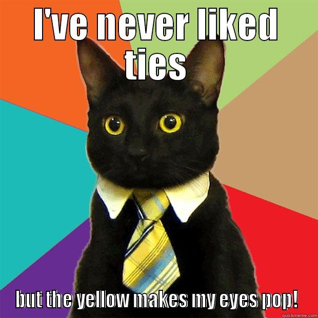 I'VE NEVER LIKED TIES BUT THE YELLOW MAKES MY EYES POP! Business Cat