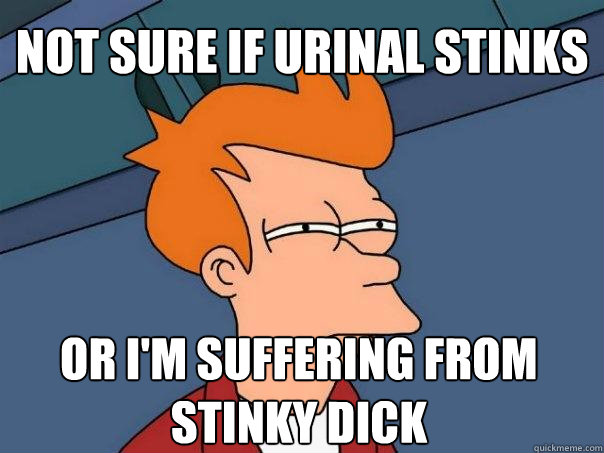 Not sure if urinal stinks Or I'm suffering from stinky dick  Futurama Fry