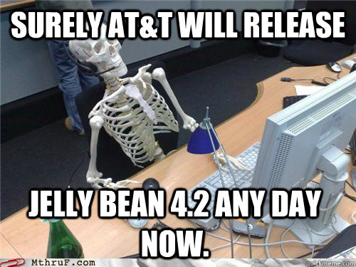 surely at&t will release jelly bean 4.2 any day now.   Waiting skeleton