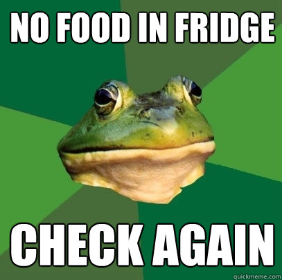 no food in fridge check again  Foul Bachelor Frog