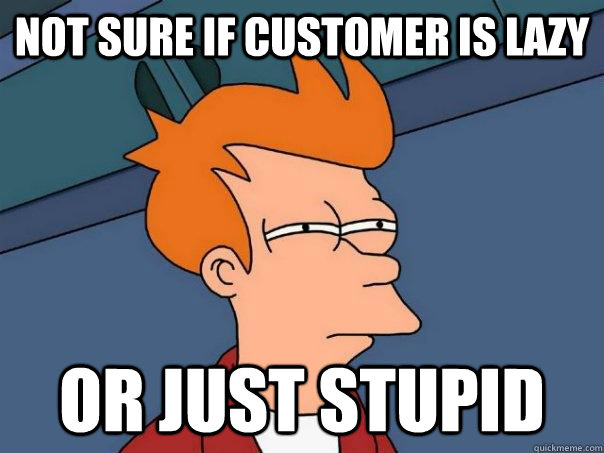 Not sure if customer is lazy or just stupid  Futurama Fry