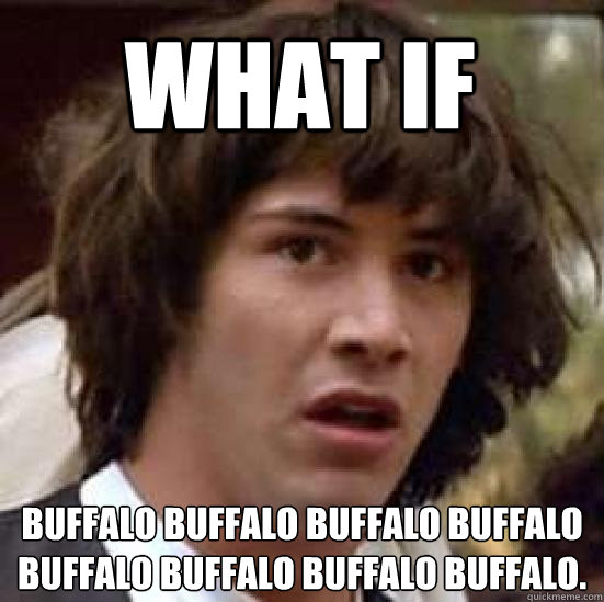 what if Buffalo buffalo Buffalo buffalo buffalo buffalo Buffalo buffalo.  conspiracy keanu