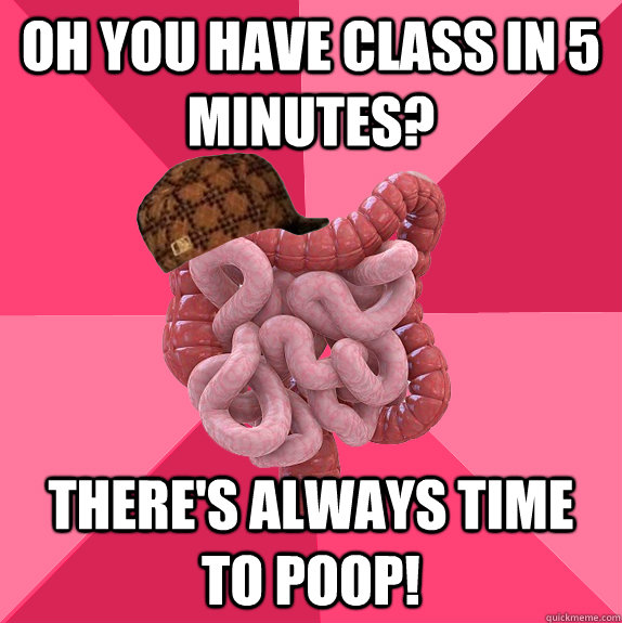 OH YOU HAVE CLASS IN 5 Minutes? there's always time to poop! - OH YOU HAVE CLASS IN 5 Minutes? there's always time to poop!  Scumbag Intestines