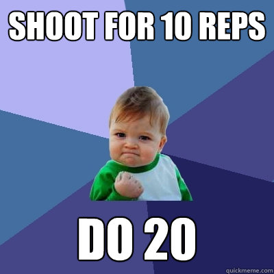 Shoot for 10 reps Do 20  Success Kid