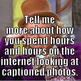  TELL ME MORE ABOUT HOW YOU SPEND HOURS AND HOURS ON THE INTERNET LOOKING AT CAPTIONED PHOTOS. Condescending Wonka